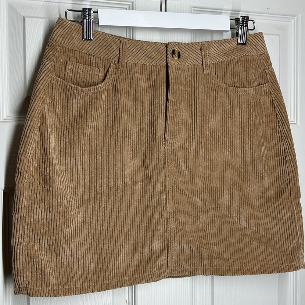 NWT Tan Corduroy Mini Skirt - Picture 3 of 3